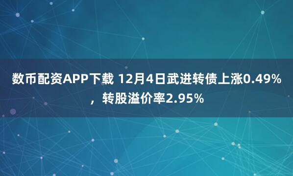 数币配资APP下载 12月4日武进转债上涨0.49%，转股溢价率2.95%