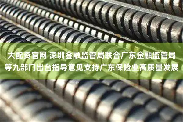 大配资官网 深圳金融监管局联合广东金融监管局等九部门出台指导意见支持广东保险业高质量发展